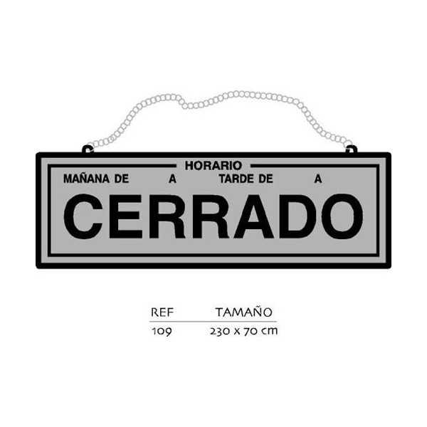 Placa Abierto-Cerrado con Horario Plata [LOTE DE 2 Unidades] ROTULAUTO