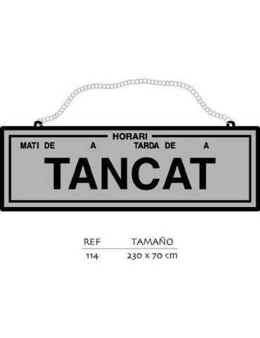Placa Tancat-Obert con Horario Plata [LOTE DE 2 Unidades] ROTULAUTO