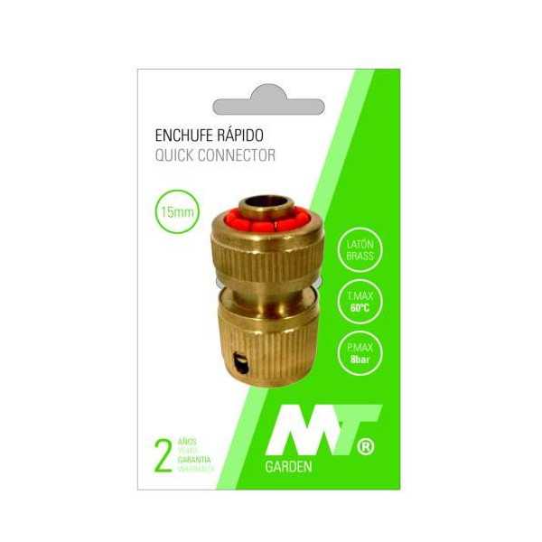 Conector Rápido Latón con Stop para Manguera 15MM [LOTE DE 6 Unidades] MT