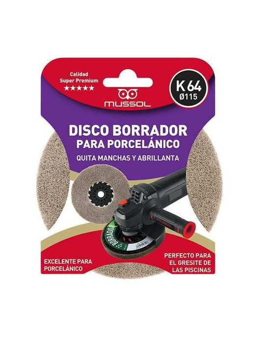 Disco Abrillantador Borrador Porcelanico K64 115MM [LOTE DE 2 Unidades] MUSSOL