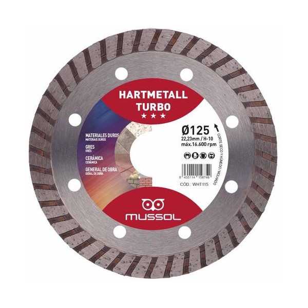 Disco Diamante Hartmetall Turbo 125MM Eje 22,23MM [LOTE DE 2 Unidades] MUSSOL