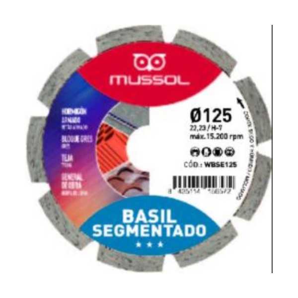 Disco Diamante Basil Segmentado 125MM Eje 22,2MM [LOTE DE 2 Unidades] MUSSOL
