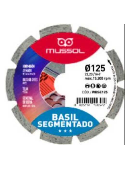 Disco Diamante Basil Segmentado 125MM Eje 22,2MM [LOTE DE 2 Unidades] MUSSOL