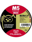 Disco M5 Corte Extrafino Inoxidable 230X1.9 Eje 22.23 [LOTE DE 8 Unidades] MUSSOL