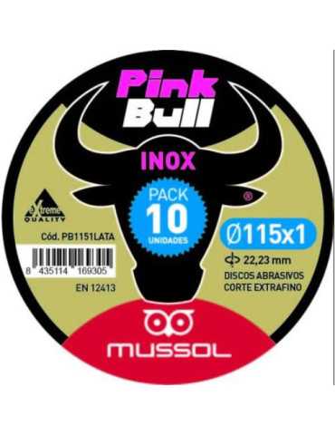 Disco Corte Extraf. inox. pink Bull 115 MM. (PACK-10) [LOTE DE 4 Unidades] MUSSOL