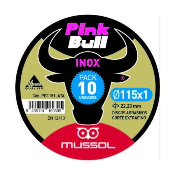 Disco Corte Extraf. inox. pink Bull 115 MM. (PACK-10) [LOTE DE 4 Unidades] MUSSOL