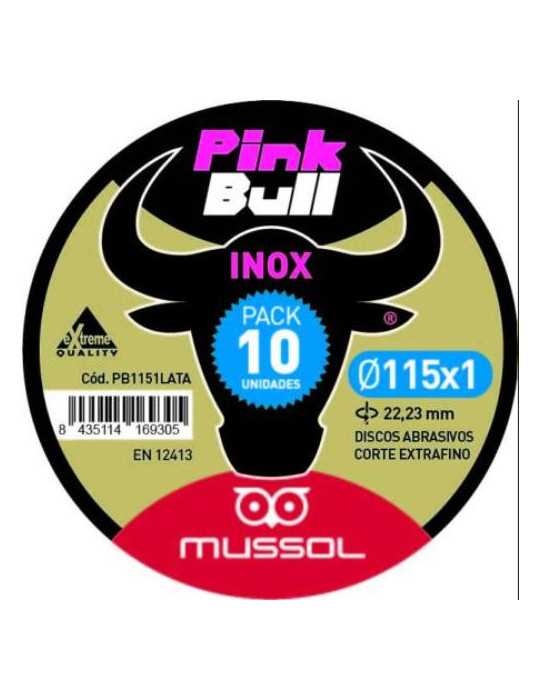 Disco Corte Extraf. inox. pink Bull 115 MM. (PACK-10) [LOTE DE 4 Unidades] MUSSOL