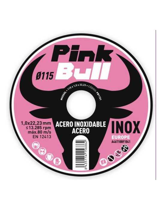 Disco Corte Extrafino Inoxidable Pink Bull 115 mm PB1151 [LOTE DE 50 Unidades] MUSSOL