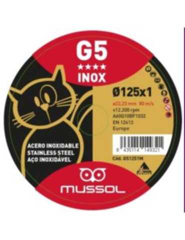 Disco Corte Inoxidable G5 4 Estrellas 125X1X22.23MM [LOTE DE 24 Unidades] MUSSOL