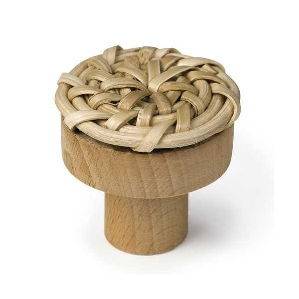 Pomo Haya con Mimbre Natural 40MM 1114MB [LOTE DE 10 Unidades] NESU