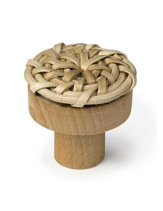 Pomo Haya con Mimbre Natural 40MM 1114MB [LOTE DE 10 Unidades] NESU