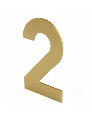 Número 2 Adhesivo 100X64X2MM Inoxidable Latón Mate [LOTE DE 12 Unidades] NESU