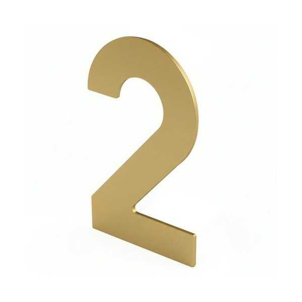 Número 2 Adhesivo 100X64X2MM Inoxidable Latón Mate [LOTE DE 12 Unidades] NESU