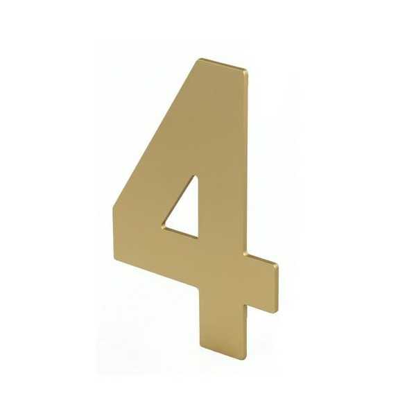 Número 4 Adhesivo 100X64X2MM Inoxidable Latón Mate [LOTE DE 12 Unidades] NESU