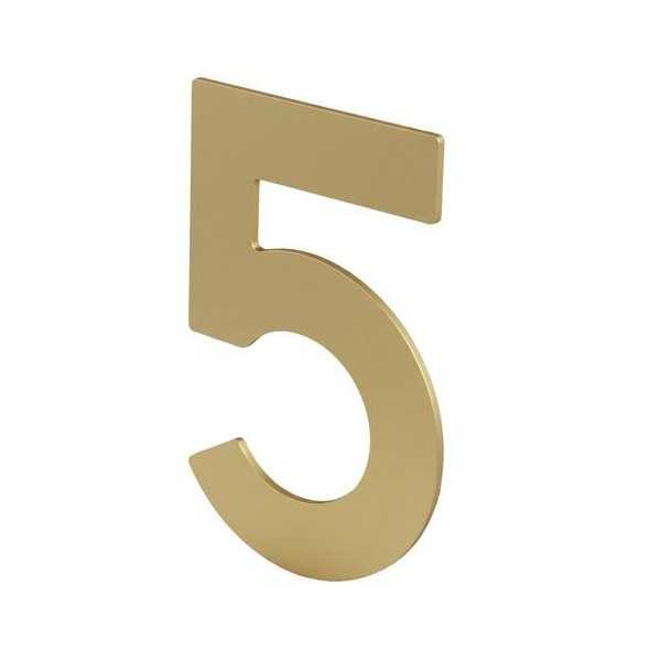 Número 5 Adhesivo 100X64X2MM Inoxidable Latón Mate [LOTE DE 12 Unidades] NESU