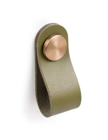Pomo Piel Verde Botón Lt Satinado 60X25 8840VELS [LOTE DE 10 Unidades] NESU