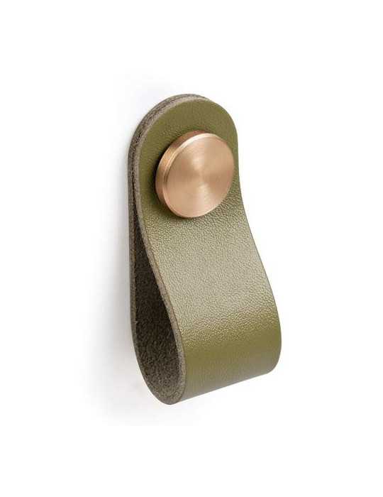 Pomo Piel Verde Botón Lt Satinado 60X25 8840VELS [LOTE DE 10 Unidades] NESU