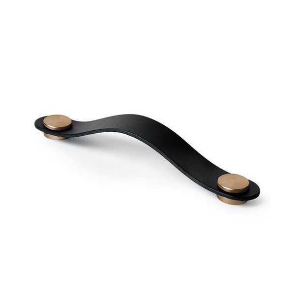 Tirador 96MM Piel Negra Botón Lt Satinado [LOTE DE 4 Unidades] NESU