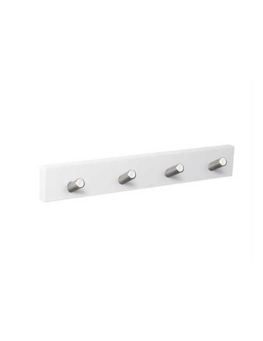 Percha Pared Blanca 4 Pomos Inclinados Inoxidable [LOTE DE 2 Unidades] NESU