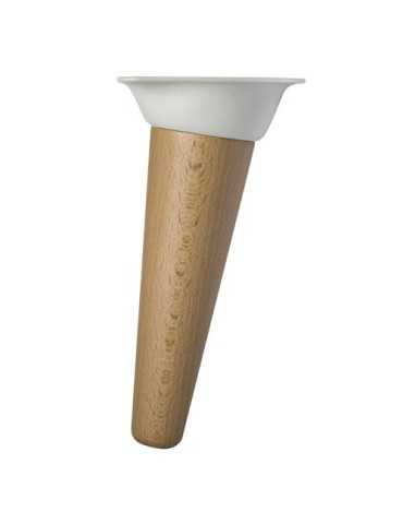 Pata Conica INCLI. 150MM Barniz/Plato Blanco Madera [LOTE DE 4 Unidades] NESU