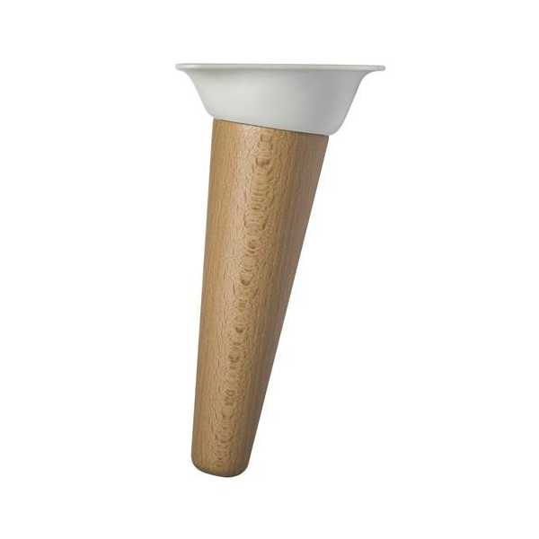 Pata Conica INCLI. 150MM Barniz/Plato Blanco Madera [LOTE DE 4 Unidades] NESU