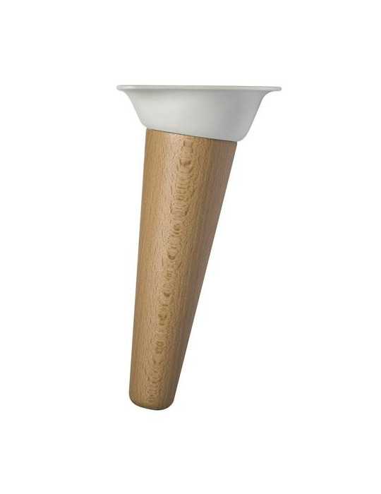 Pata Conica INCLI. 150MM Barniz/Plato Blanco Madera [LOTE DE 4 Unidades] NESU