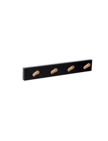 Percha Pared Negra 4 Pomos Inclinados Natural [LOTE DE 4 Unidades] NESU