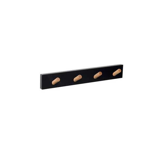 Percha Pared Negra 4 Pomos Inclinados Natural [LOTE DE 4 Unidades] NESU