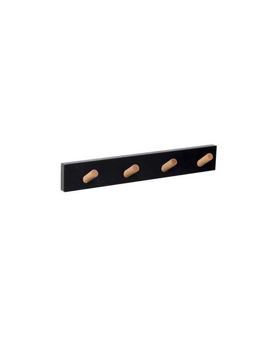 Percha Pared Negra 4 Pomos Inclinados Natural [LOTE DE 4 Unidades] NESU