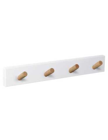 Percha Pared Blanca/Mad 4 Pomos Inclinados Natural [LOTE DE 4 Unidades] NESU