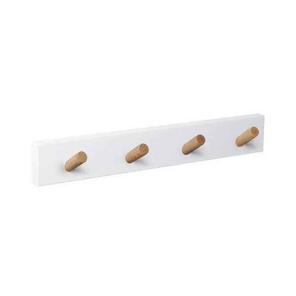 Percha Pared Blanca/Mad 4 Pomos Inclinados Natural [LOTE DE 4 Unidades] NESU