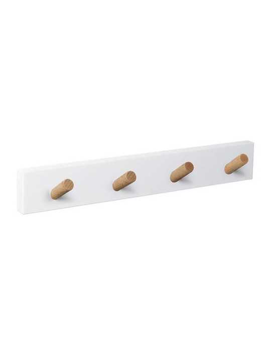 Percha Pared Blanca/Mad 4 Pomos Inclinados Natural [LOTE DE 4 Unidades] NESU