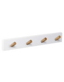 Percha Pared Blanca/Mad 4 Pomos Inclinados Natural [LOTE DE 4 Unidades] NESU