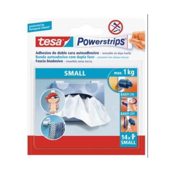 Tiras Powerstrips Pequeñas Blister 14 Uds 58560 [LOTE DE 6 Unidades] TESA TAPE