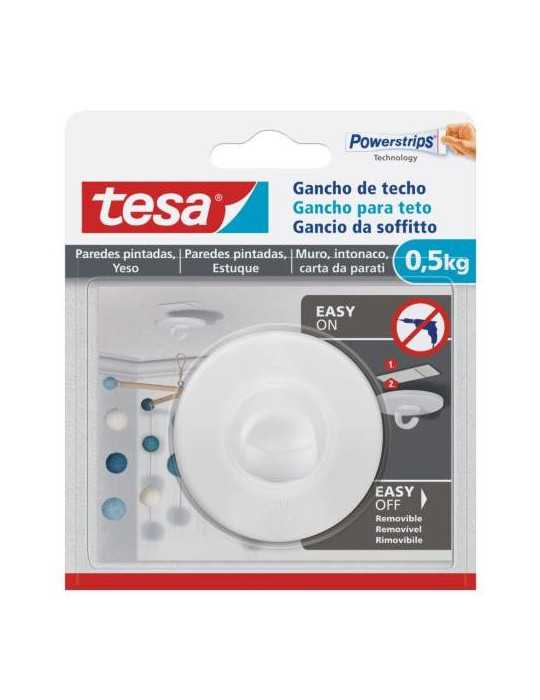 Gancho Adhesivo Techo Pared Pintada 0,5KG 77781 [LOTE DE 6 Unidades] TESA TAPE