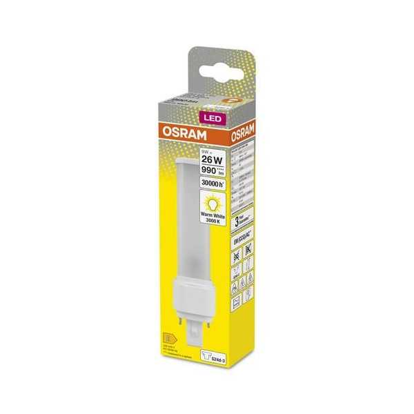 Lámpara LED Dulux D26 Em 9W 830 G24D-3 Cálida [LOTE DE 4 Unidades] OSRAM