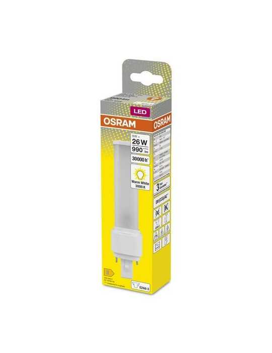 Lámpara LED Dulux D26 Em 9W 830 G24D-3 Cálida [LOTE DE 4 Unidades] OSRAM