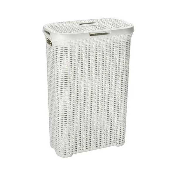 Cesto con Tapa 40L.NATURAL Style Blanco 193010 [LOTE DE 2 Unidades] KETER