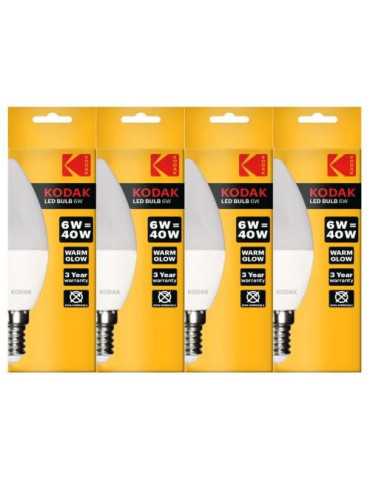 Bombilla LED Vela C37 E14 6W Calido [LOTE DE 18 Unidades] KODAK