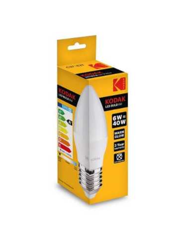Bombilla LED Vela C37 E27 6W Cálida [LOTE DE 18 Unidades] KODAK