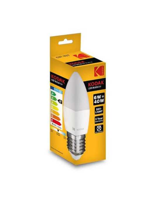 Bombilla LED Vela C37 E27 6W Fria [LOTE DE 18 Unidades] KODAK