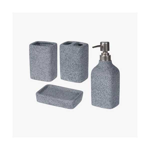Set de Baño de Cerámica con Acabados Cromados [LOTE DE 2 Unidades] KOOPMAN