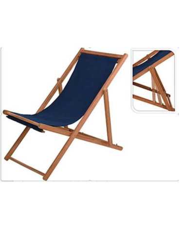 Sillon Tumbona Plegable Madera Textil Azul Oscuro KOOPMAN