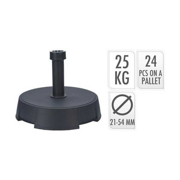 Base Parasol Antracita 25KG Postes Ø21-54 mm Ø40 KOOPMAN