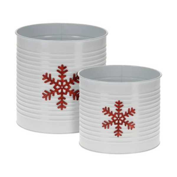 Set 2 Maceteros Metalicos Blanco AZ3000220 [LOTE DE 2 Unidades] KOOPMAN