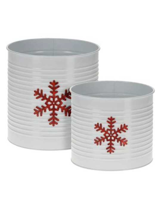Set 2 Maceteros Metalicos Blanco AZ3000220 [LOTE DE 2 Unidades] KOOPMAN