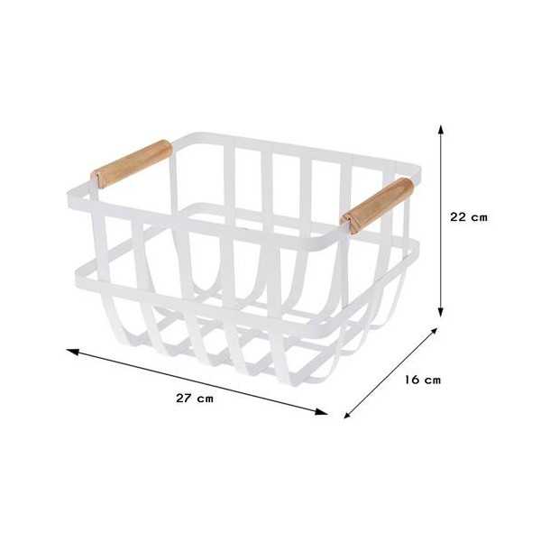 Cesta Metal Blanca 2 Asas Color Madera 170455860 [LOTE DE 4 Unidades] KOOPMAN