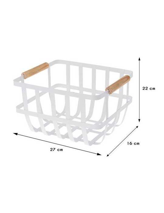 Cesta Metal Blanca 2 Asas Color Madera 170455860 [LOTE DE 4 Unidades] KOOPMAN