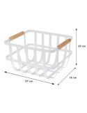 Cesta Metal Blanca 2 Asas Color Madera 170455860 [LOTE DE 4 Unidades] KOOPMAN