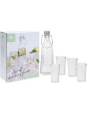Set Botella 1L + 4 Vasos 250ML Cristal CC1100130 [LOTE DE 6 Unidades] KOOPMAN